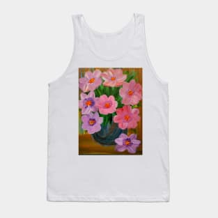 Abstract flowers metallic blue and turquoise vase Tank Top